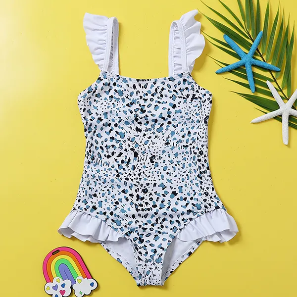 【18M-5Y】Girls Leopard Print One-piece Swimsuit - Popopiestyle.com 