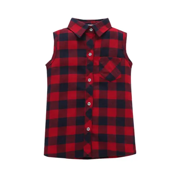 【12M-7Y】Boys' Vest Plaid Shirt - Popopiestyle.com 