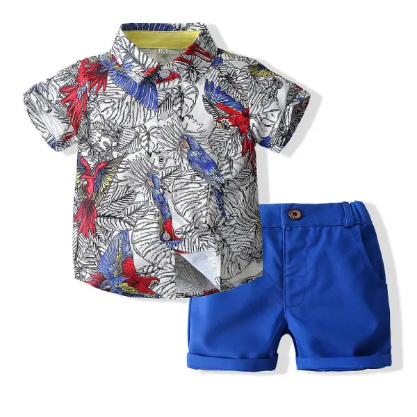 【12M-5Y】Summer Parrot Shirt Shorts Suit - Popopiestyle.com 