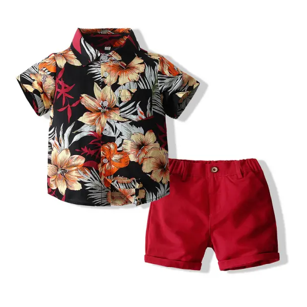 【18M-7Y】Summer Floral Shirt Shorts Casual Suit - Popopiestyle.com 