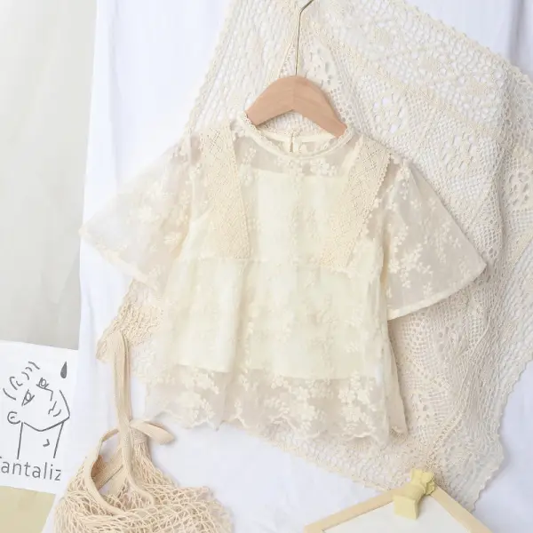 【18M-9Y】Sweet Lace Top and Jeans Set - Popopiestyle.com 