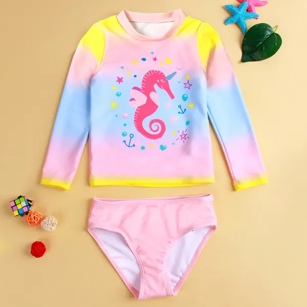 【18M-5Y】Girl Sweet Seahorse Pattern Swimsuit - Popopiestyle.com 