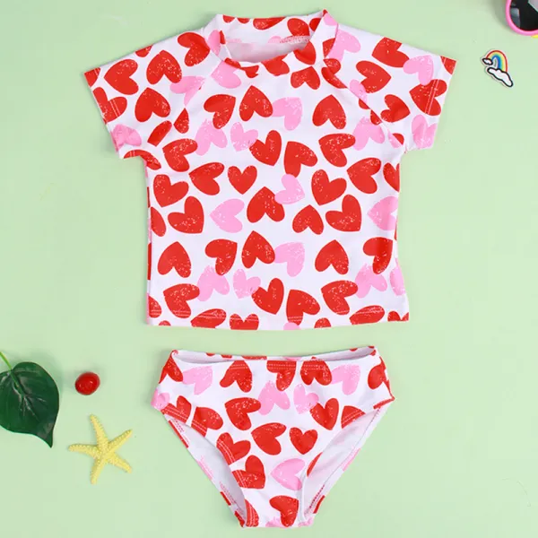 【18M-6Y】Girls Sweet Heart Shaped Pattern Split Swimsuit - Popopiestyle.com 