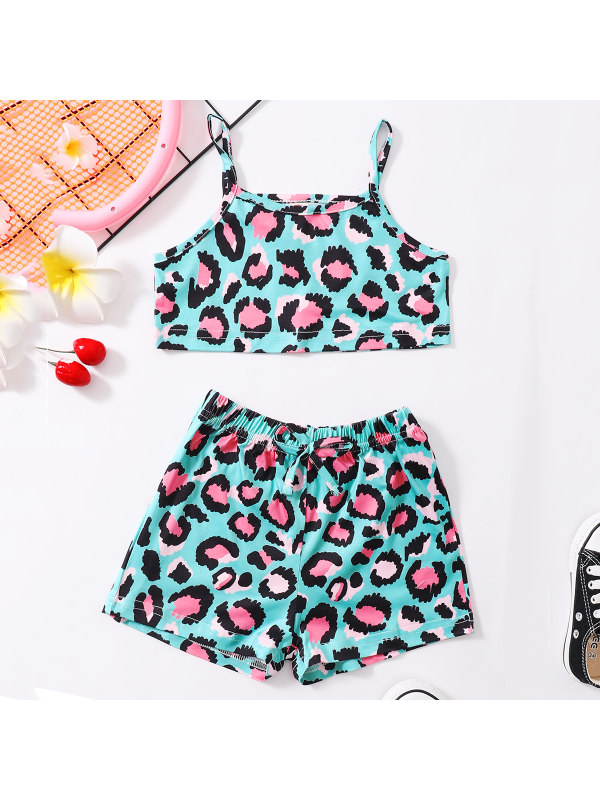 【18M-7Y】Sweet Leopard Print Top and Shorts Set