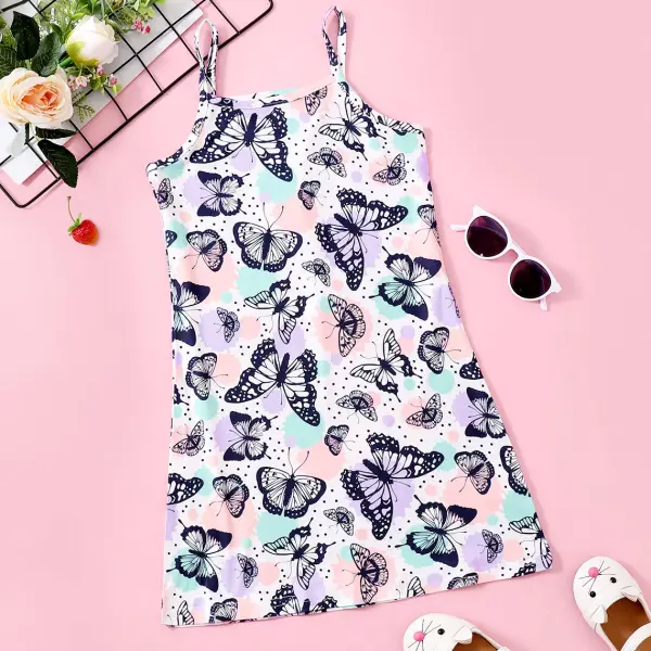 【18M-7Y】Sweet Purple Butterfly Print Sling Dress - Popopiestyle.com 