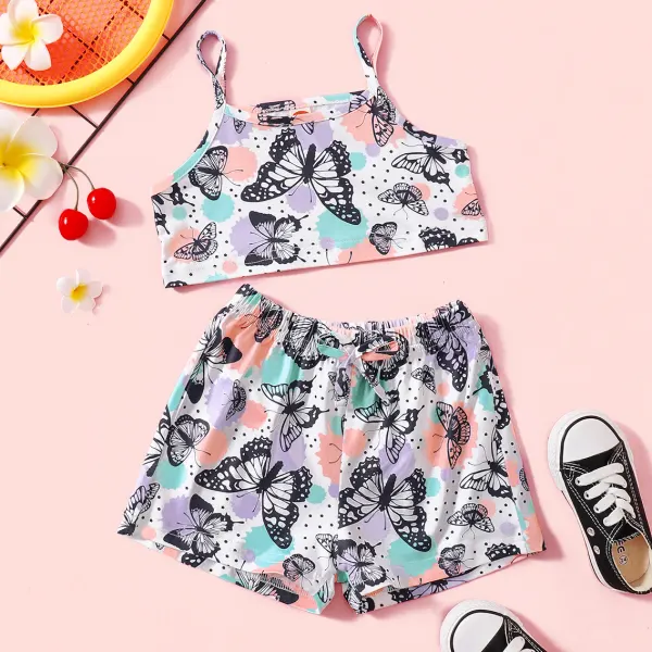 【18M-7Y】Sweet Purple Butterfly Print Top and Shorts Set - Popopiestyle.com 