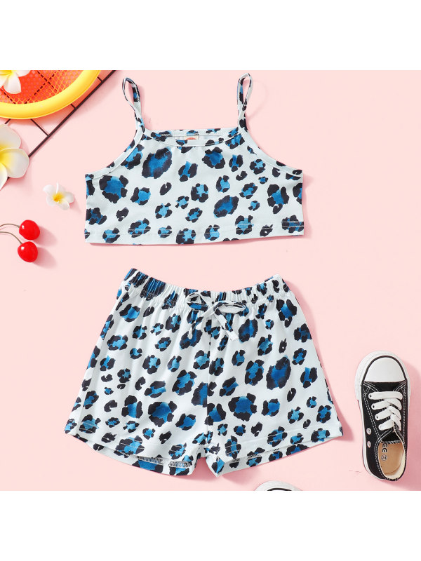 【18M-7Y】Sweet Leopard Print Top and Shorts Set