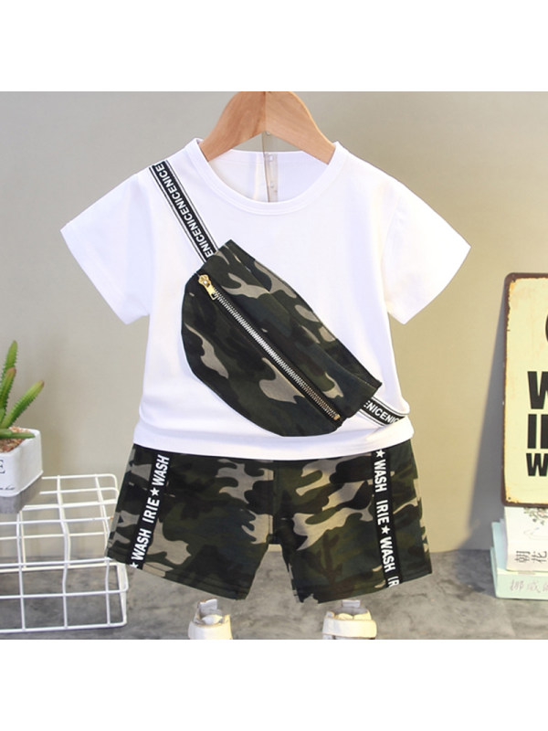 【12M-5Y】Boys Casual Camouflage Short-sleeved T-shirt Shorts Set
