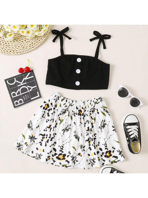 【18M-7Y】Sweet Short Top and Floral Skirt Set