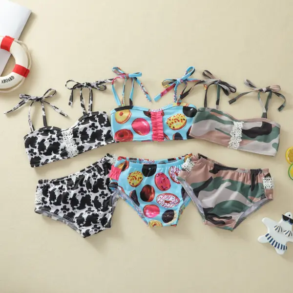 【6M-4Y】Girls Split Shoestring Strap Swimsuit - Popopiestyle.com 