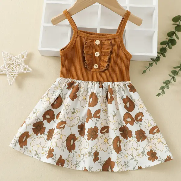 【12M-5Y】Sweet Flower Print Sling Dress - Popopiestyle.com 