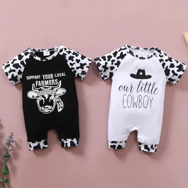 【0M-18M】Casual Cartoon and Letter Printed Romper - Popopiestyle.com 