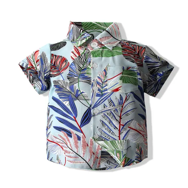 【18M-7Y】Summer Boy Short-sleeved Leaf Shirt - Popopiestyle.com 