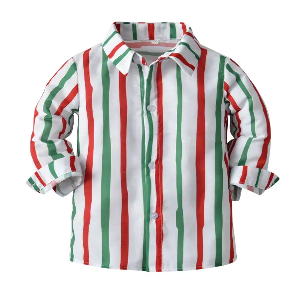 【12M-9Y】Boys' Long-sleeved Striped Shirt - Popopiestyle.com 