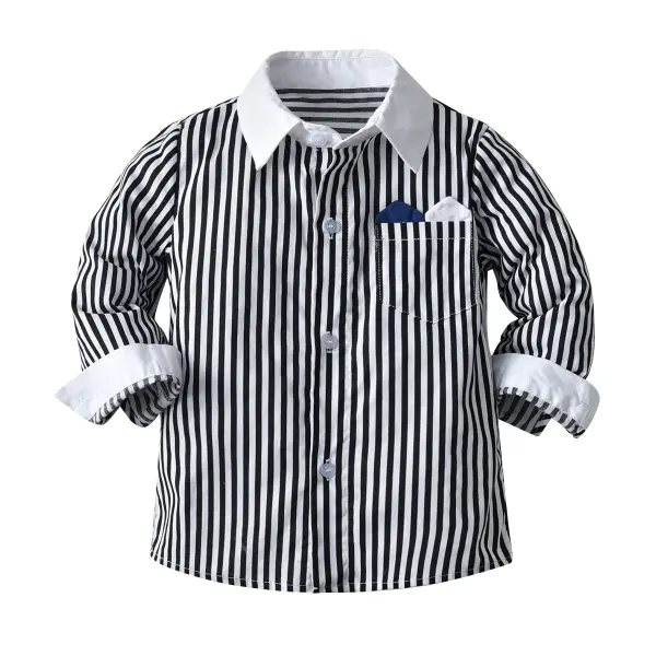 【12M-9Y】Boys' Long-sleeved Striped Shirt - Popopiestyle.com 