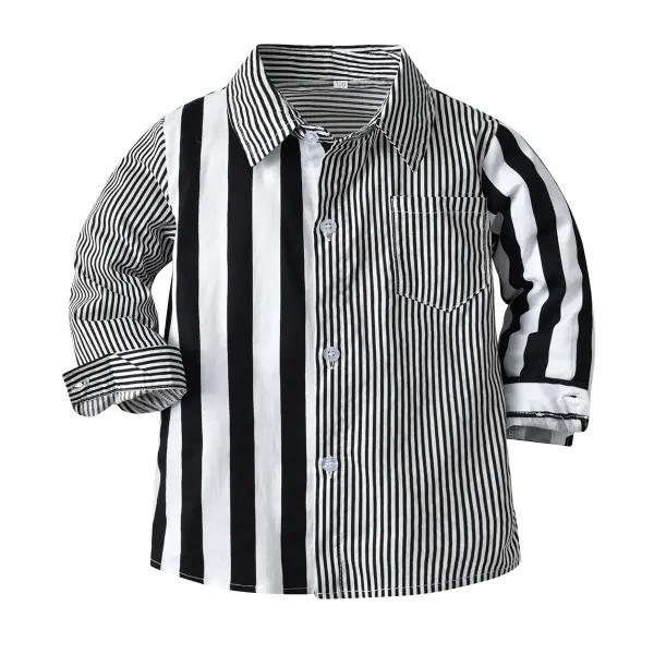 【12M-9Y】Boys Long-sleeved Striped Shirt - Popopiearab.com 