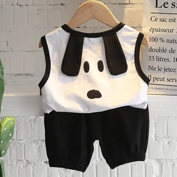 【12M-5Y】Boys Casual Puppy Pattern Vest Shorts Suit - Popopiestyle.com 