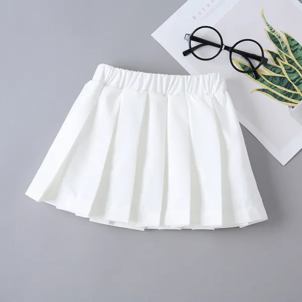 【18M-7Y】Girls White Pleated Skirt - Popopiestyle.com 