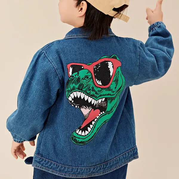 【12M-4Y】Boys Cartoon Print Denim Jacket - Popopiestyle.com 