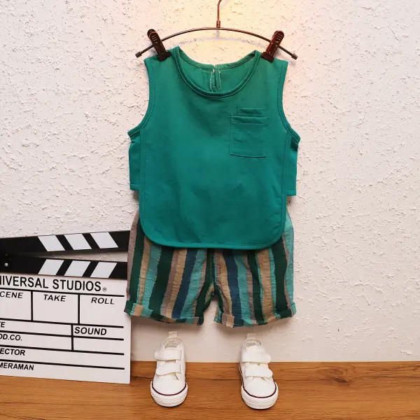 【12M-5Y】Two-piece Boy Sleeveless Back Shorts - Popopiestyle.com 