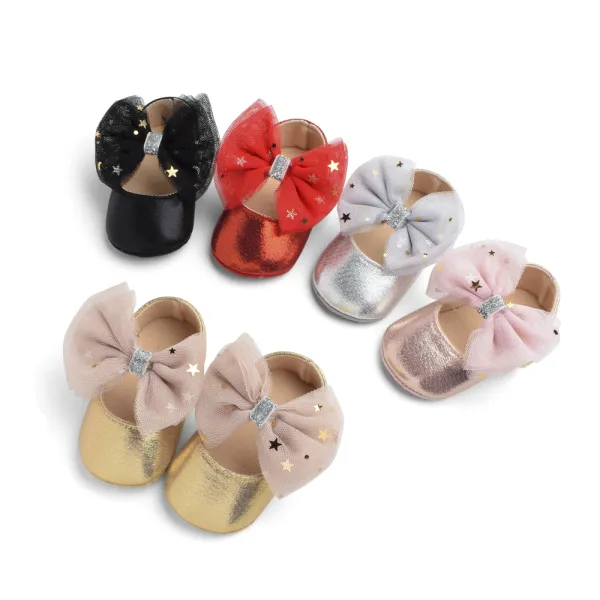 5 Color Big Bow Type Female Baby Princess Shoes Baby Shoes Soft Sole Toddler Shoes - Popopiestyle.com 