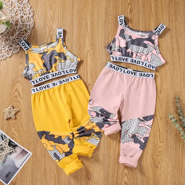 【18M-7Y】Girls Sleeveless Printed Tank Top with Trousers Suit - Popopiestyle.com 