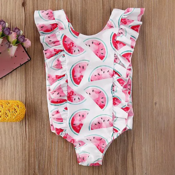 【12M-5Y】Cute Pink Fruit Print Swimsuit - Popopiestyle.com 