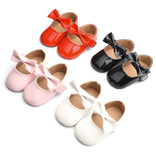 Cute Baby Girl Patent Leather Bowknot Toddler Shoes - Popopiestyle.com 