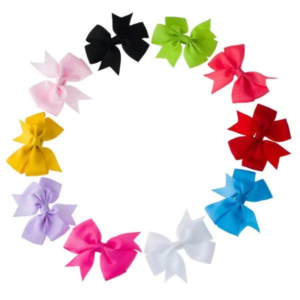 Children's Hairpin With Pure Color Thread Ribbon Bow - Popopiearab.com 