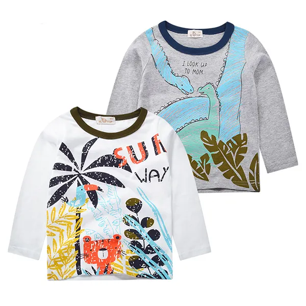 【18M-9Y】Boys Cartoon Print Long Sleeve T-shirt - Popopiestyle.com 