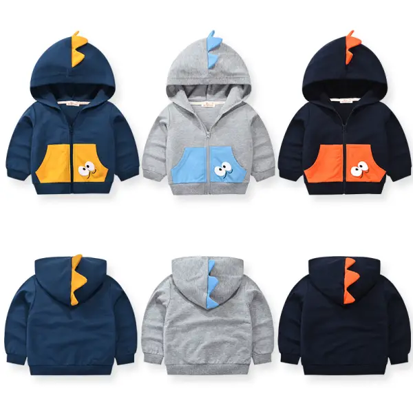 【18M-9Y】Boys Contrast Stitching Cartoon Print Hooded Jacket - Popopiestyle.com 