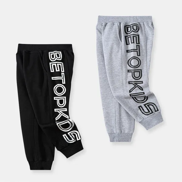 【18M-9Y】Boys' Letter Print Trendy Sports Pants - Popopiestyle.com 