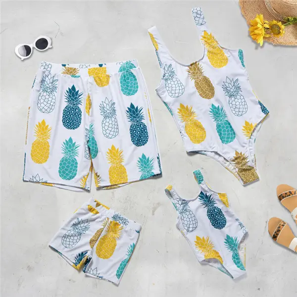 Pineapple Print Family Matching Swimsuit - Popopiestyle.com 