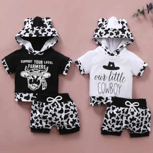 【0M-18M】Cute Casual Letter Print Hooded and Shorts Set - Popopiestyle.com 