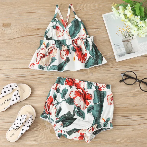 【6M-2.5Y】Sweet Flower Print Set - Popopiestyle.com 