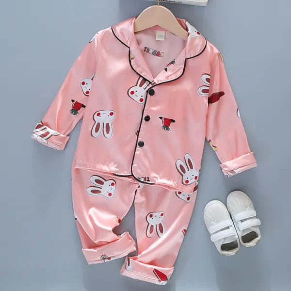 【12M-4Y】Girls Cartoon Print Long-sleeved Top And Trousers Two-piece Suit - Popopiestyle.com 