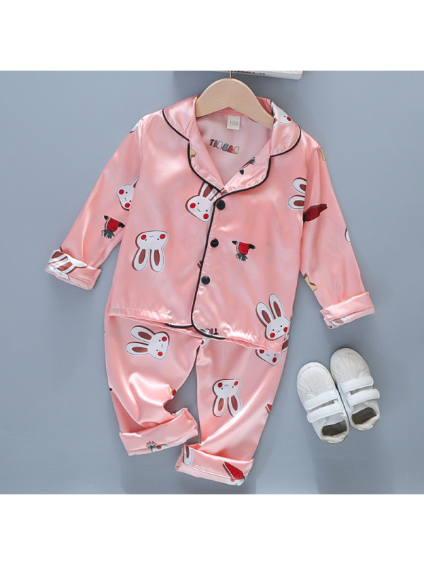 【12M-4Y】Girls Cartoon Print Long-sleeved Top And Trousers Two-piece Suit