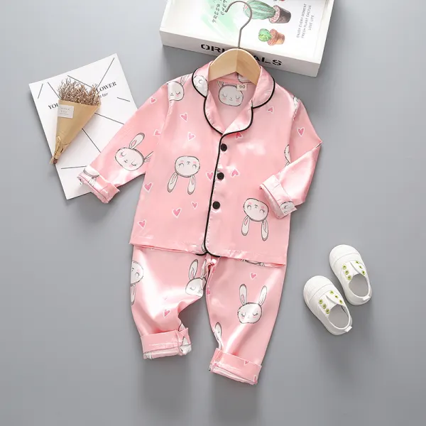 【12M-4Y】Girls Cartoon Print Long-sleeved Top And Trousers Two-piece Suit - Popopiestyle.com 