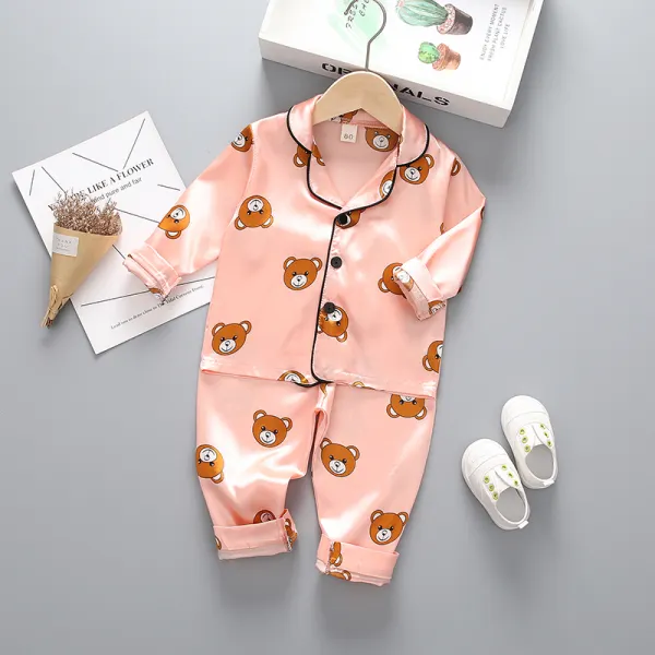 【12M-4Y】Boys Cartoon Print Long-sleeved Home Service Two-piece Suit - 4404 - Popopiestyle.com 