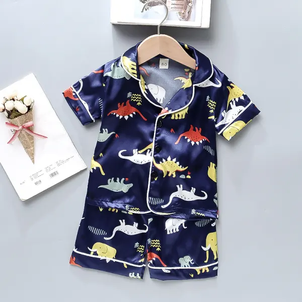 【12M-4Y】Boy's Cartoon Print Short-sleeved Top And Shorts Two-piece Suit - Popopiestyle.com 