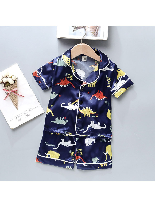 【12M-4Y】Boy's Cartoon Print Short-sleeved Top And Shorts Two-piece Suit