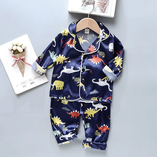 【12M-4Y】Boys Cartoon Print Long-sleeved Home Service Two-piece Suit - Popopiestyle.com 