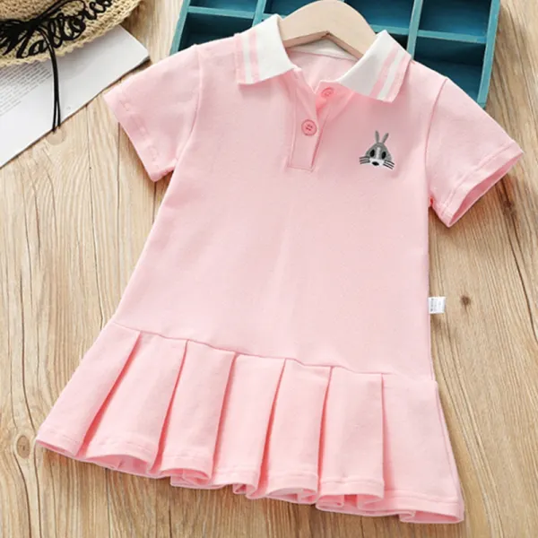 【18M-7Y】Girls Sweet Pink Short Sleeve Dress - Popopiestyle.com 