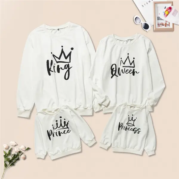 Casual Letter Printing Round Neck Long-sleeved Sweater Family Matching Suit - Popopiestyle.com 