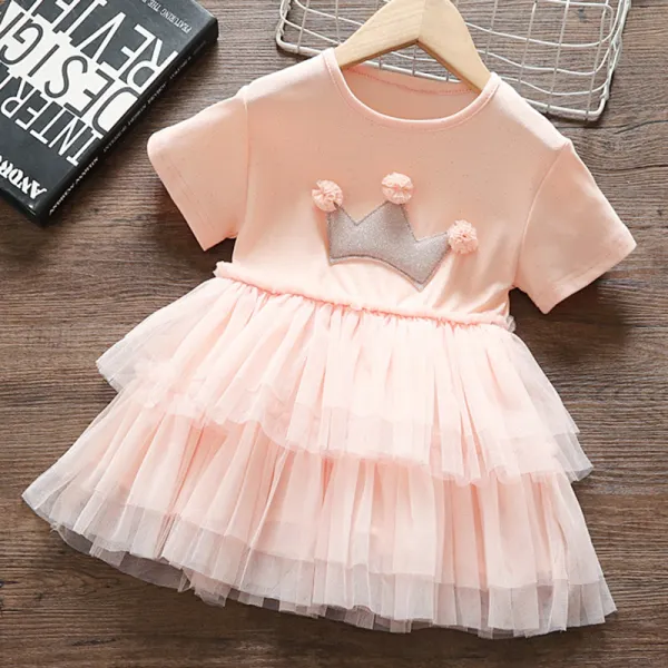 【12M-5Y】Girls Sweet Pink Mesh Dress - Popopiestyle.com 