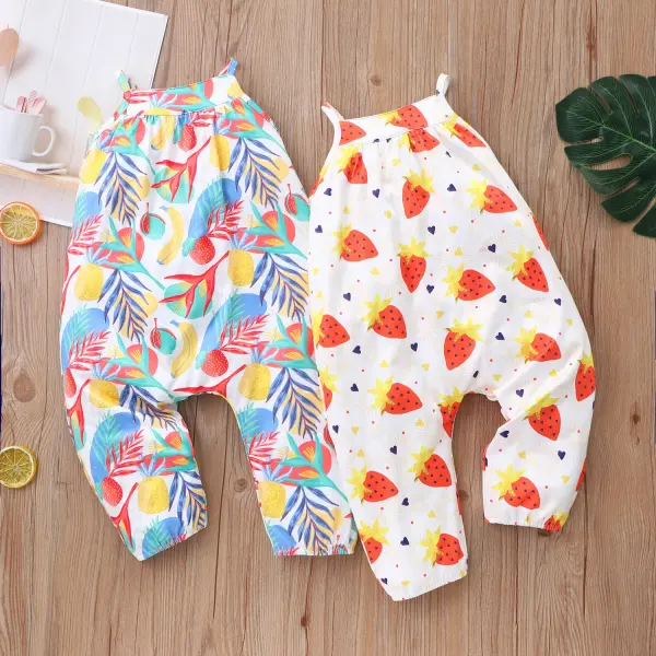 【6M-24M】Children's Summer Sling And Fruit Print One-piece Romper - Popopiestyle.com 