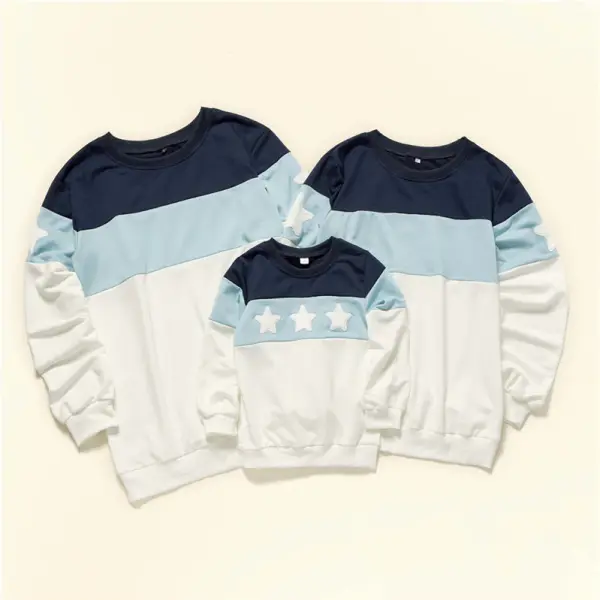 Round Neck Long-sleeved Stitching Sweater Parent-child Family Outfits - Popopiestyle.com 