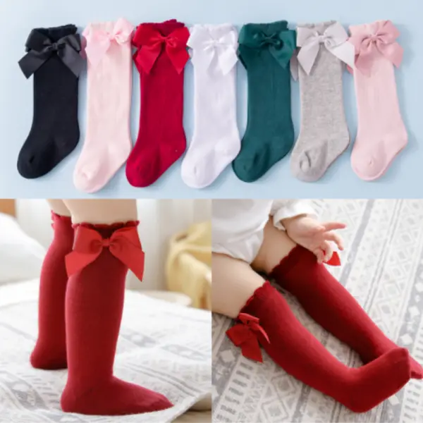 Solid Color Cute Sweet Girls Bow Socks - Popopiearab.com 