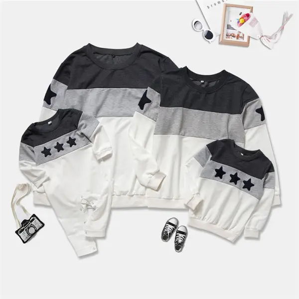 Casual Stitching Long-sleeved Sweater Family Matching Suit - Popopiestyle.com 