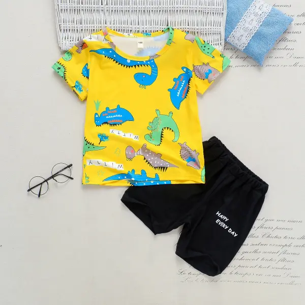 【18M-7Y】Boys' Short-Sleeved Full Print T-shirt Suit - Popopiestyle.com 